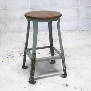 ビンテージ ウッド×メタル スツール