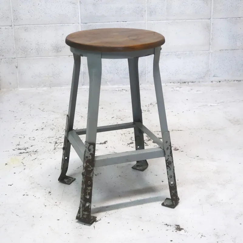 ビンテージ ウッド×メタル スツール