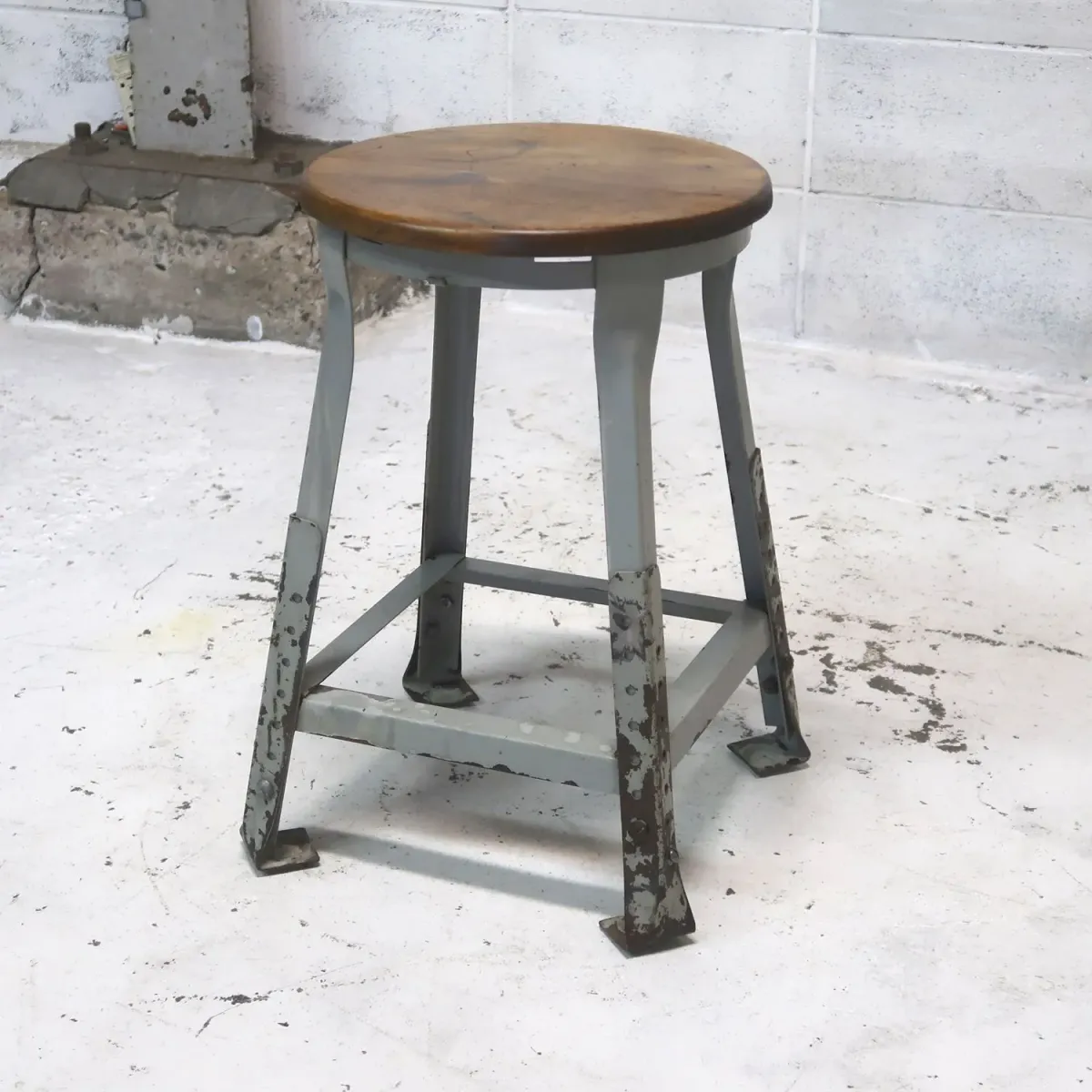 ビンテージ ウッド×メタル スツール
