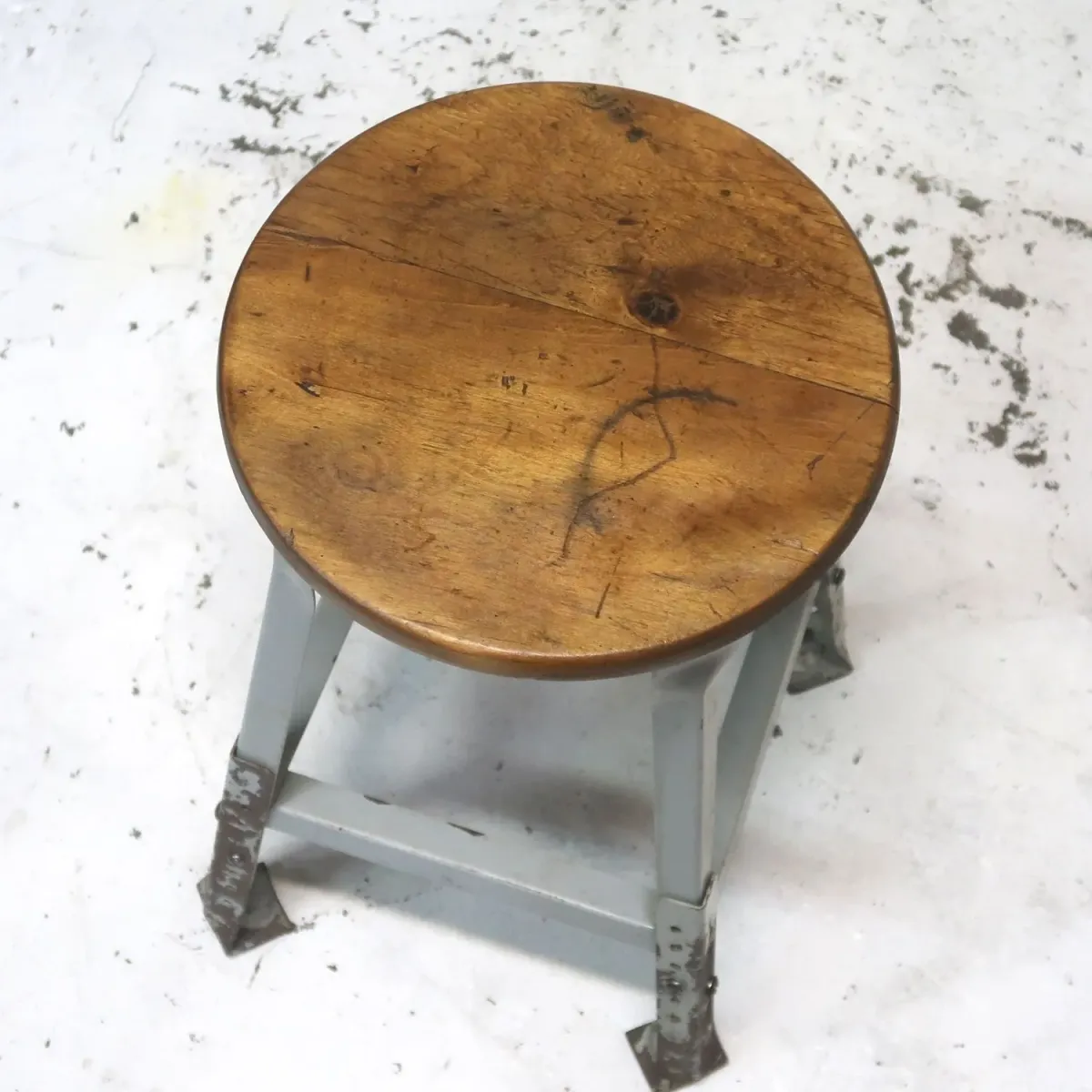 ビンテージ ウッド×メタル スツール