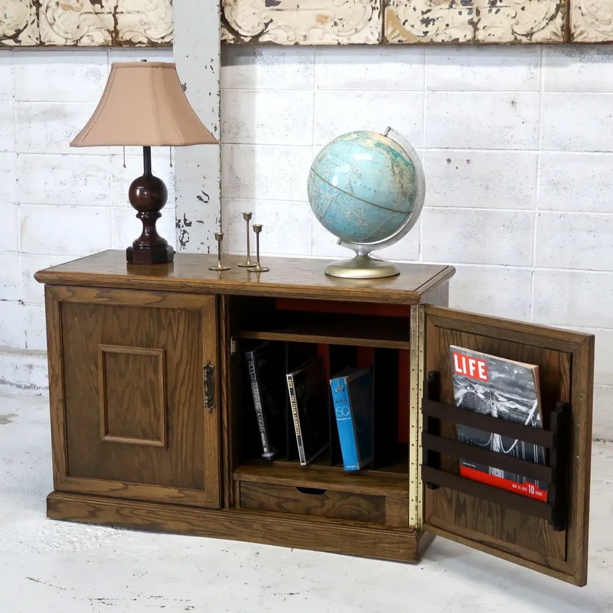 アンティーク レコードキャビネット オーク