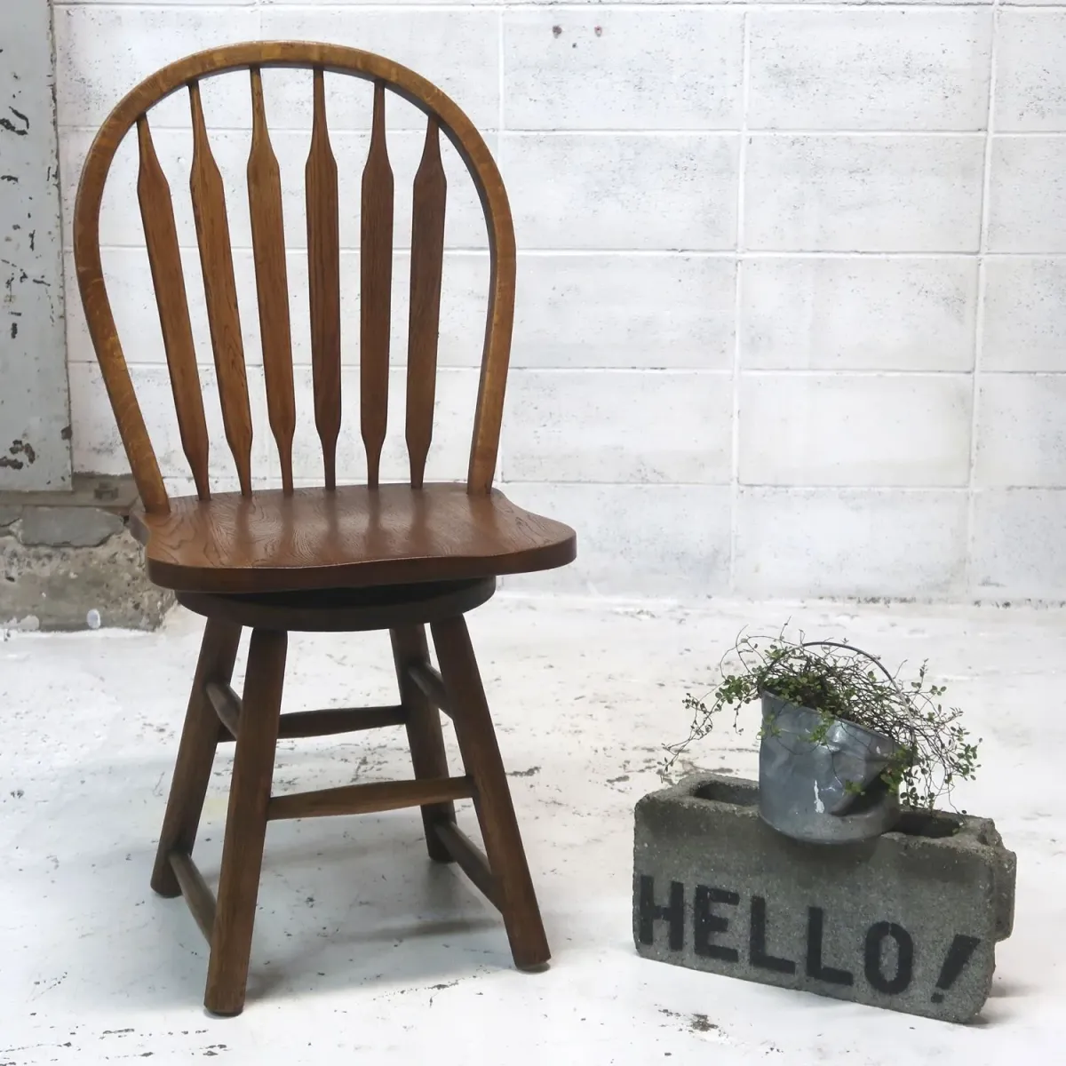 アンティーク ウッド ウィンザーチェア スイベル