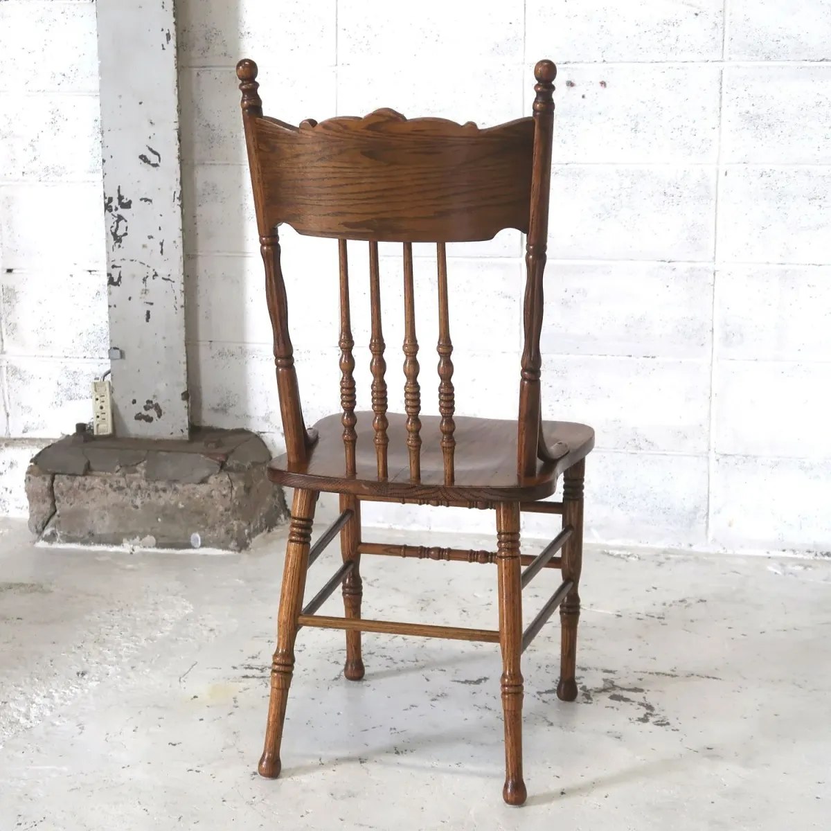 アンティーク ウッド ハイバックチェア