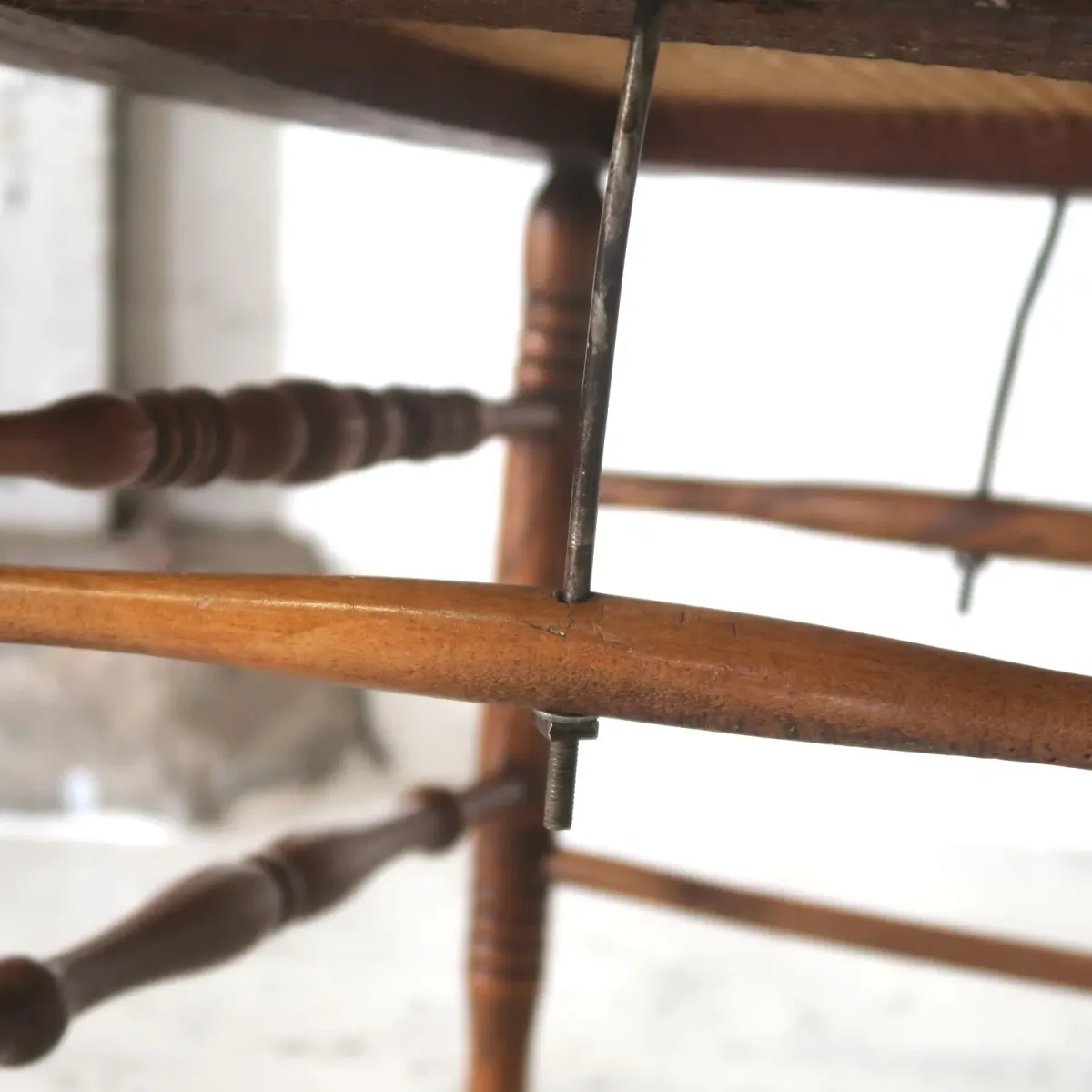 アンティーク ラタン×オークウッド アームチェア