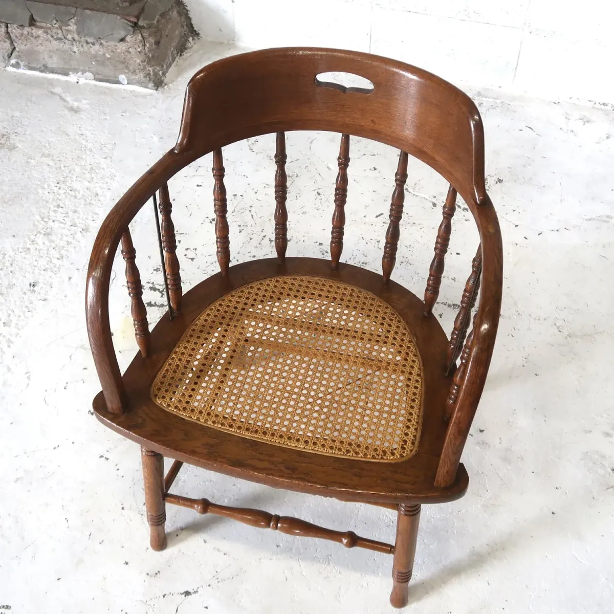 アンティーク ラタン×オークウッド アームチェア