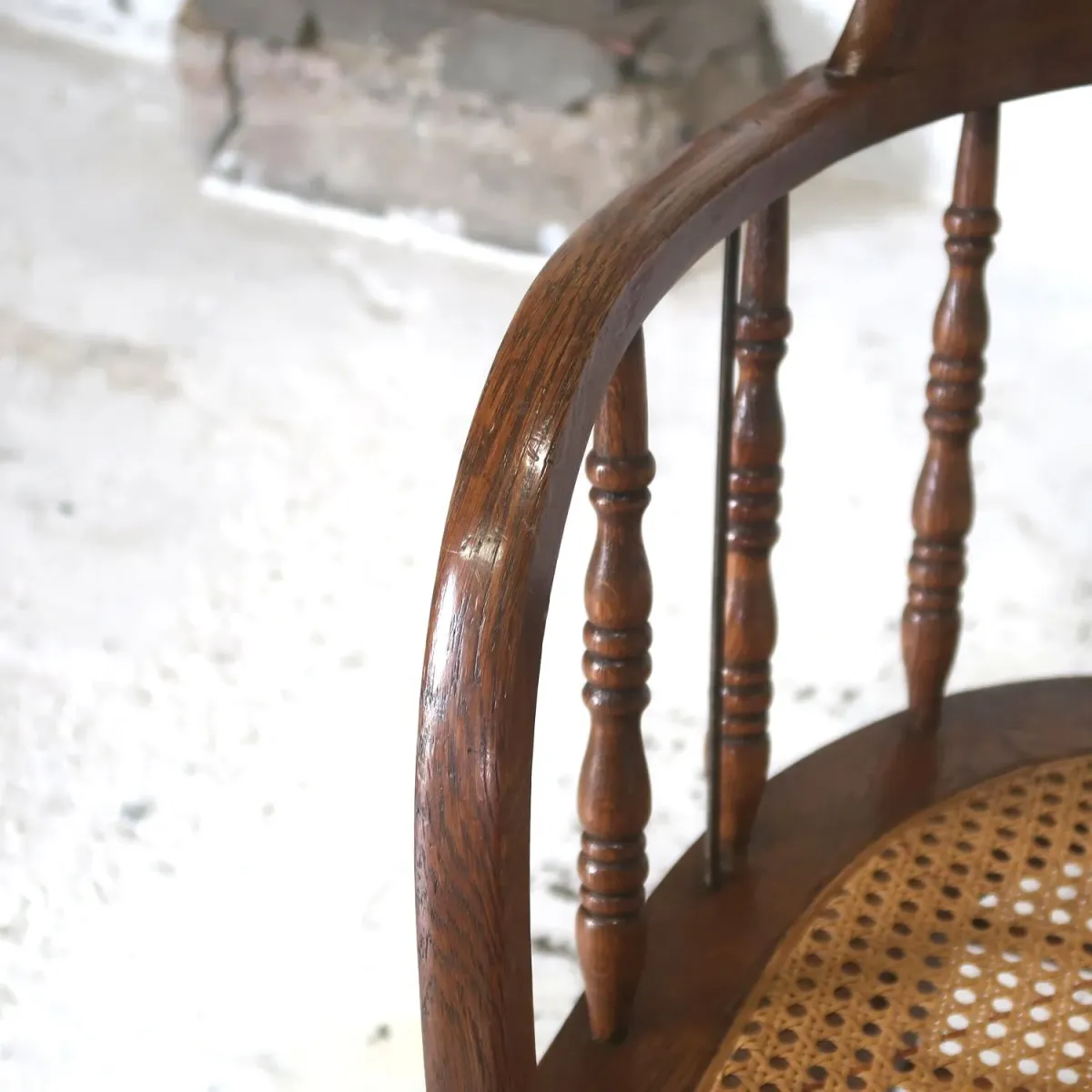 アンティーク ラタン×オークウッド アームチェア