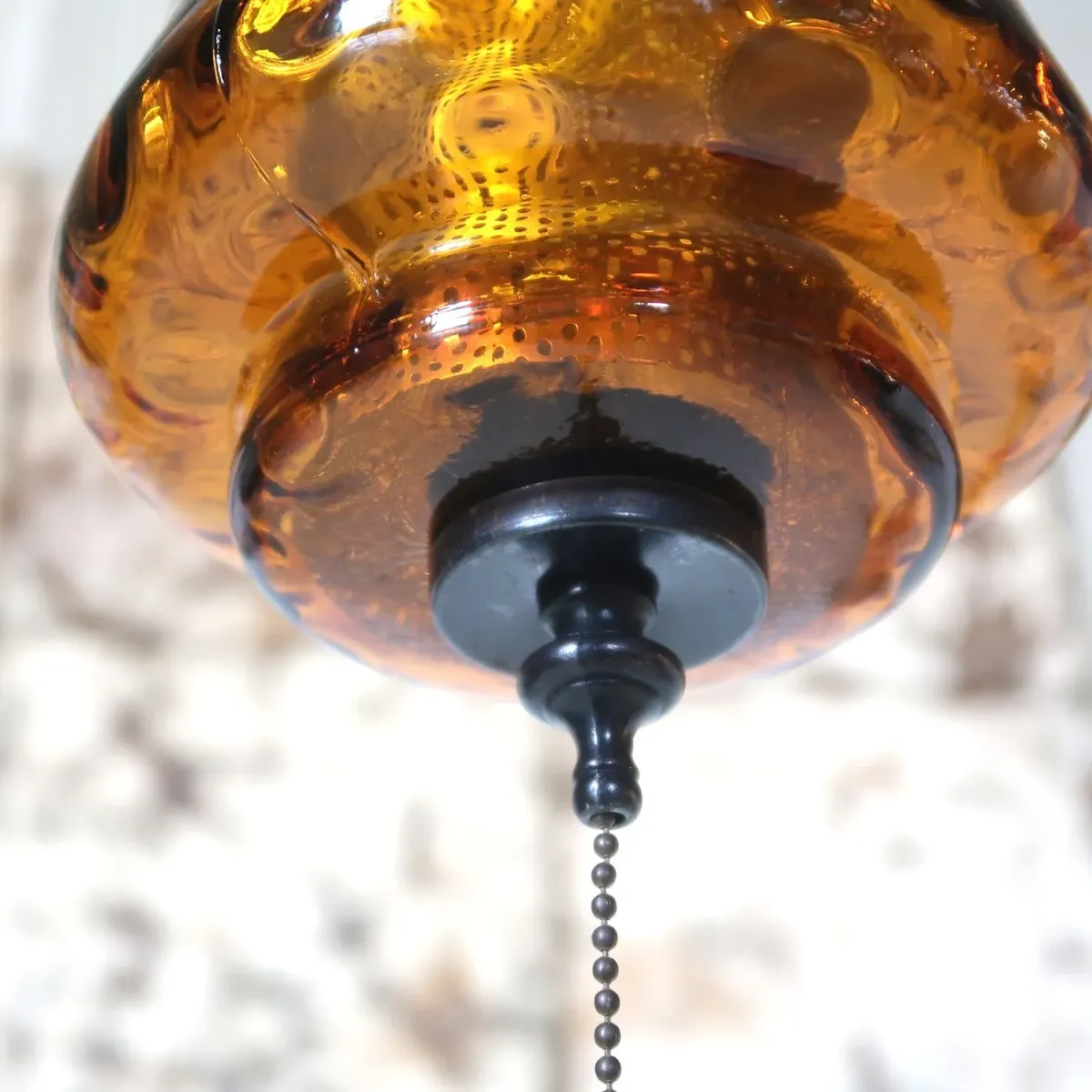 アンティーク アンバーガラス ペンダントランプ