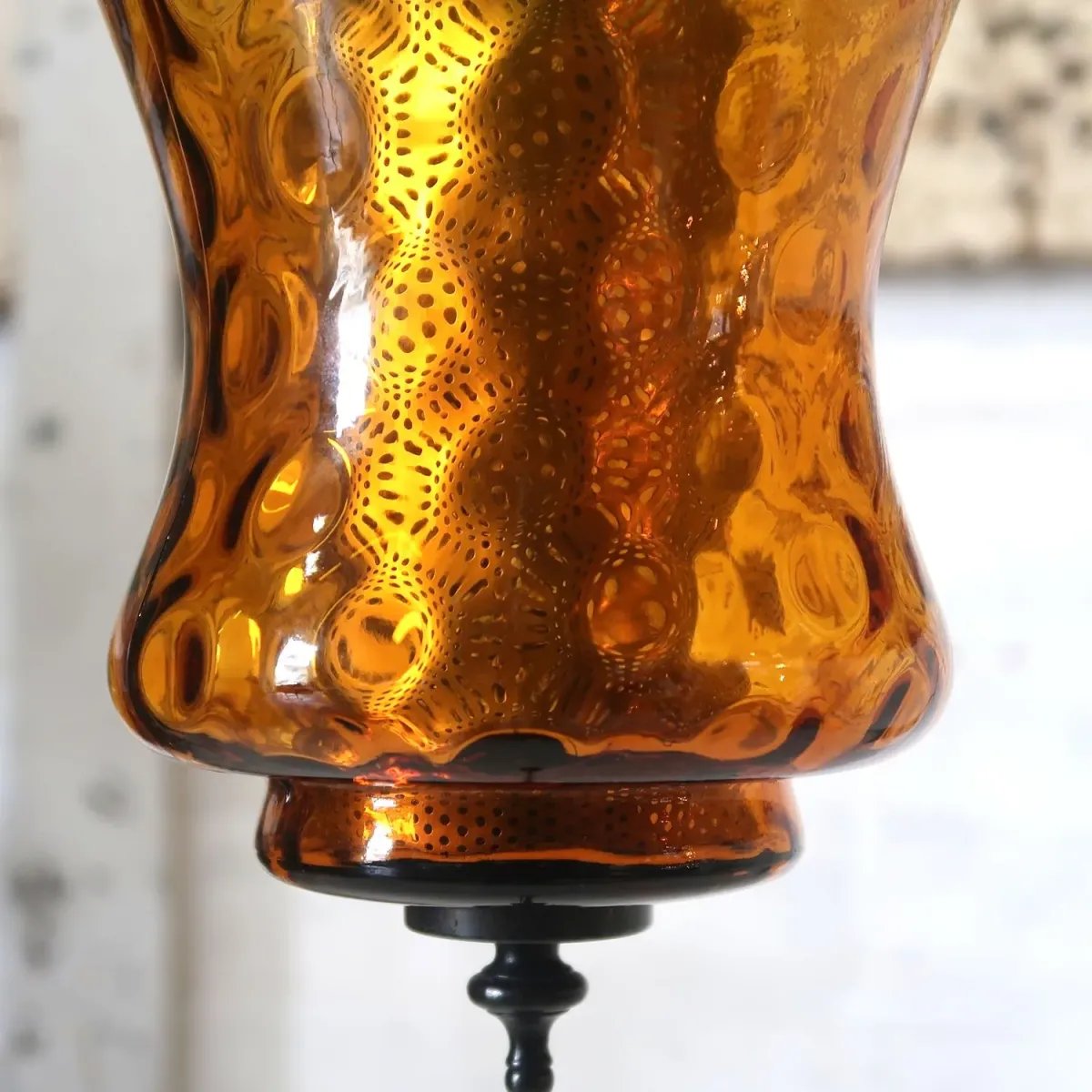 アンティーク アンバーガラス ペンダントランプ