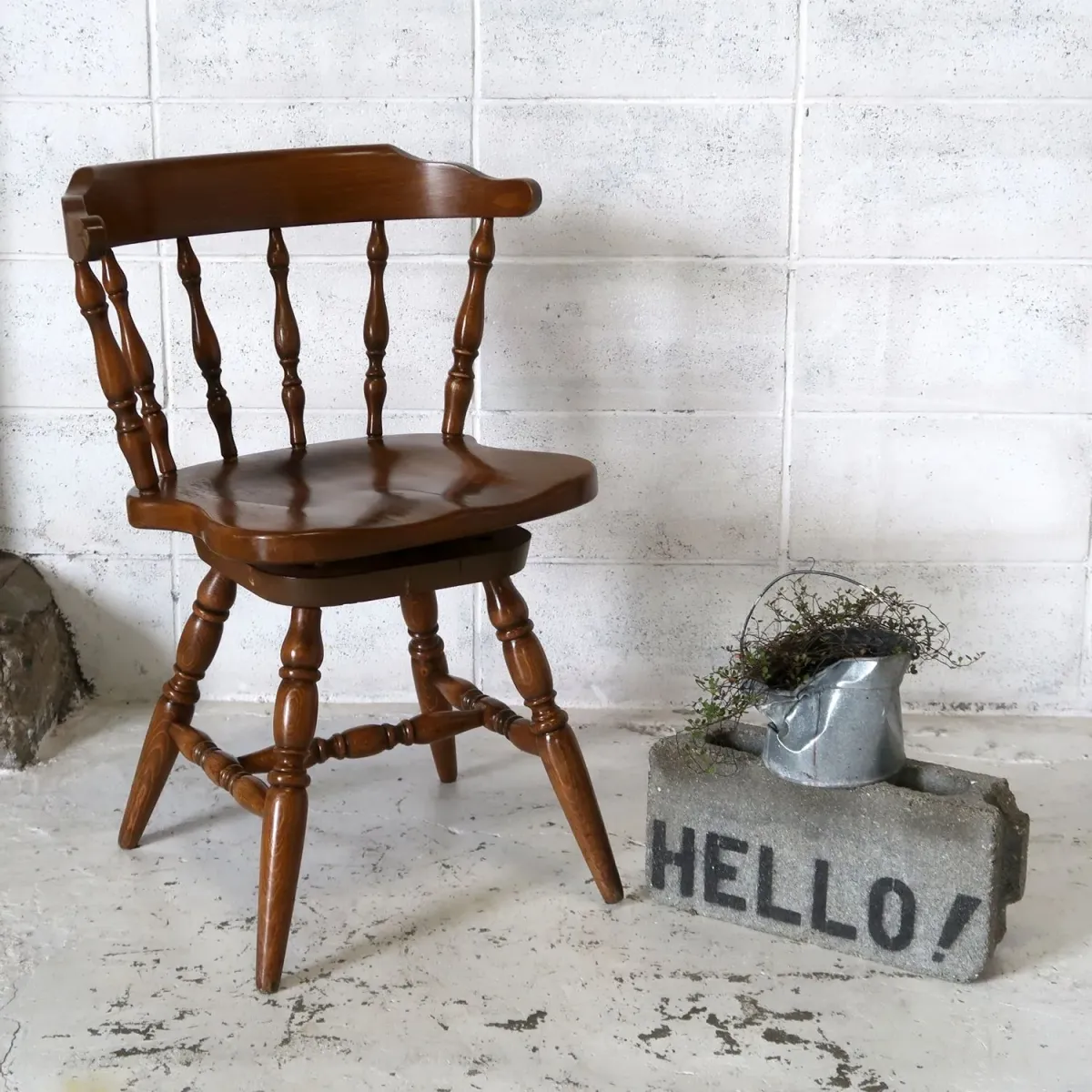 アンティーク ウッドチェア スイベル
