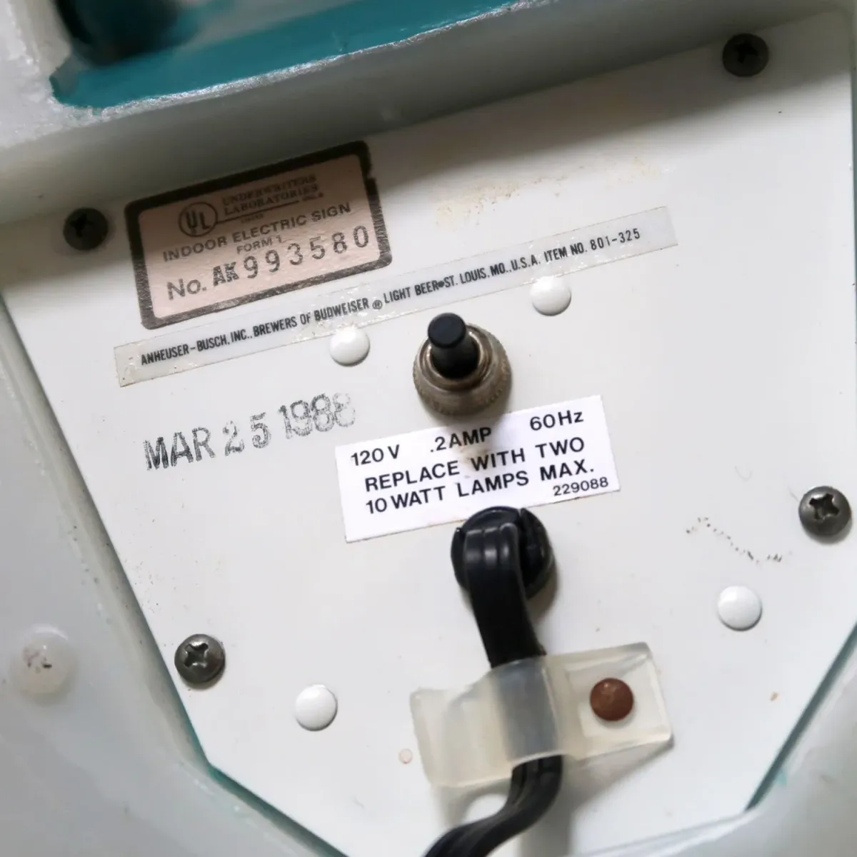 80's BUD LIGHT バド犬ライトサイン Spuds Mackenzie