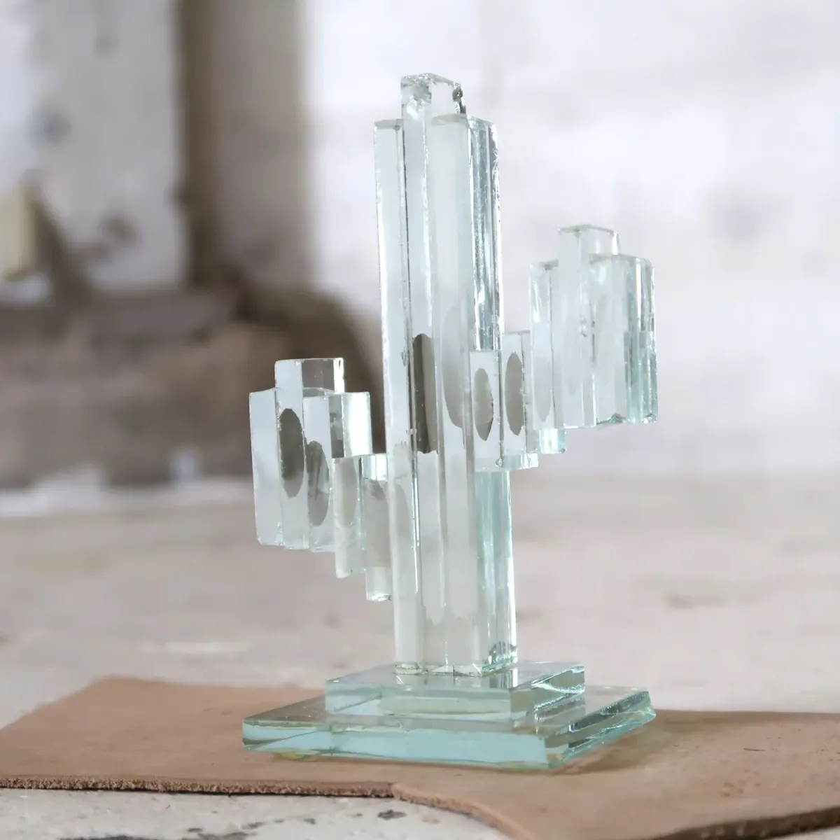 ビンテージ ガラスオブジェ サボテン