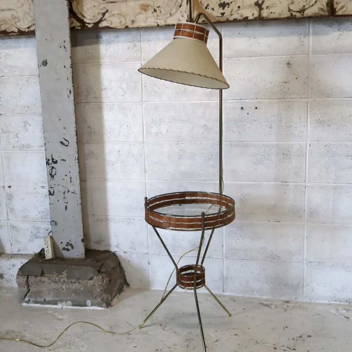 Tony Paul ミッドセンチュリー ガラステーブル フロアランプ