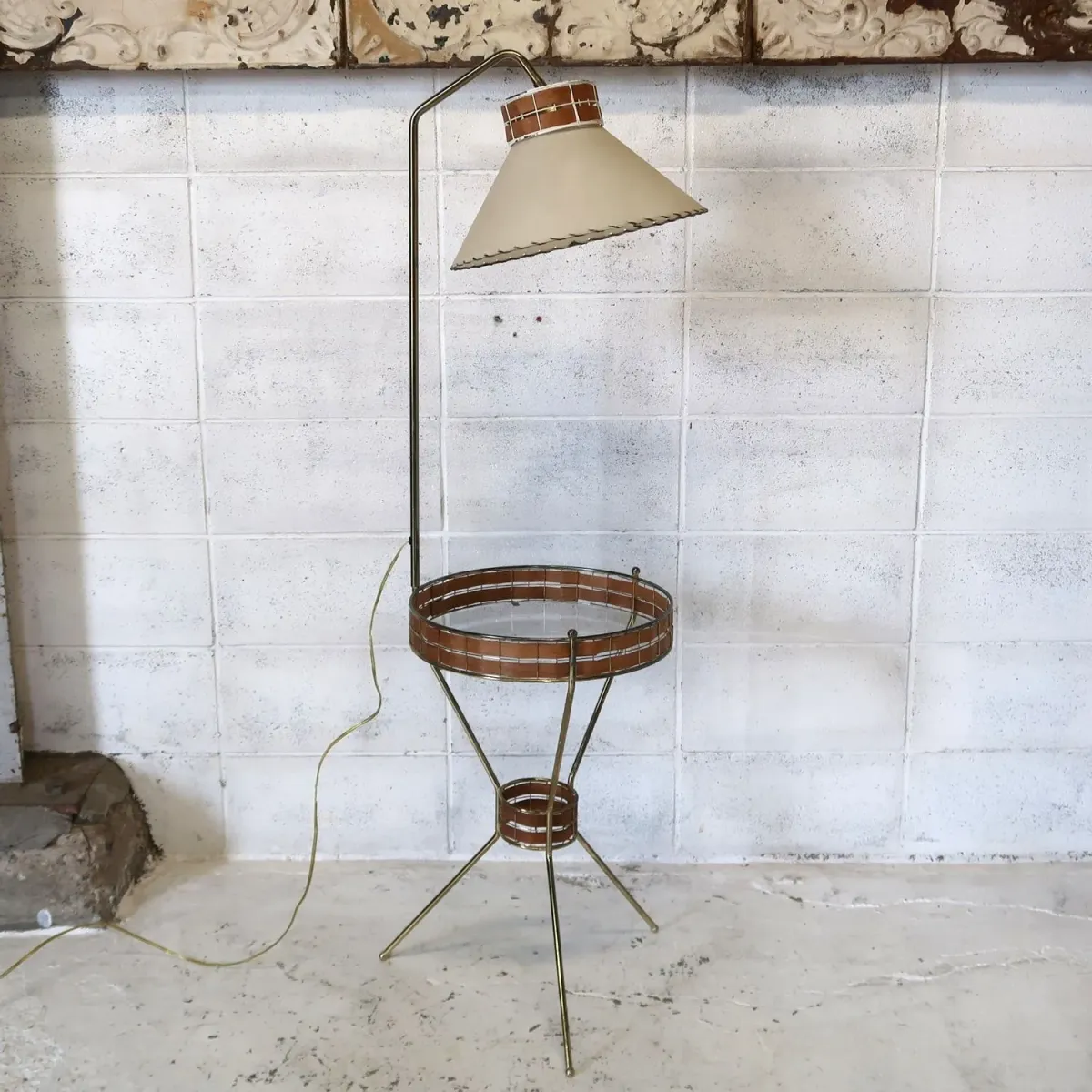 Tony Paul ミッドセンチュリー ガラステーブル フロアランプ