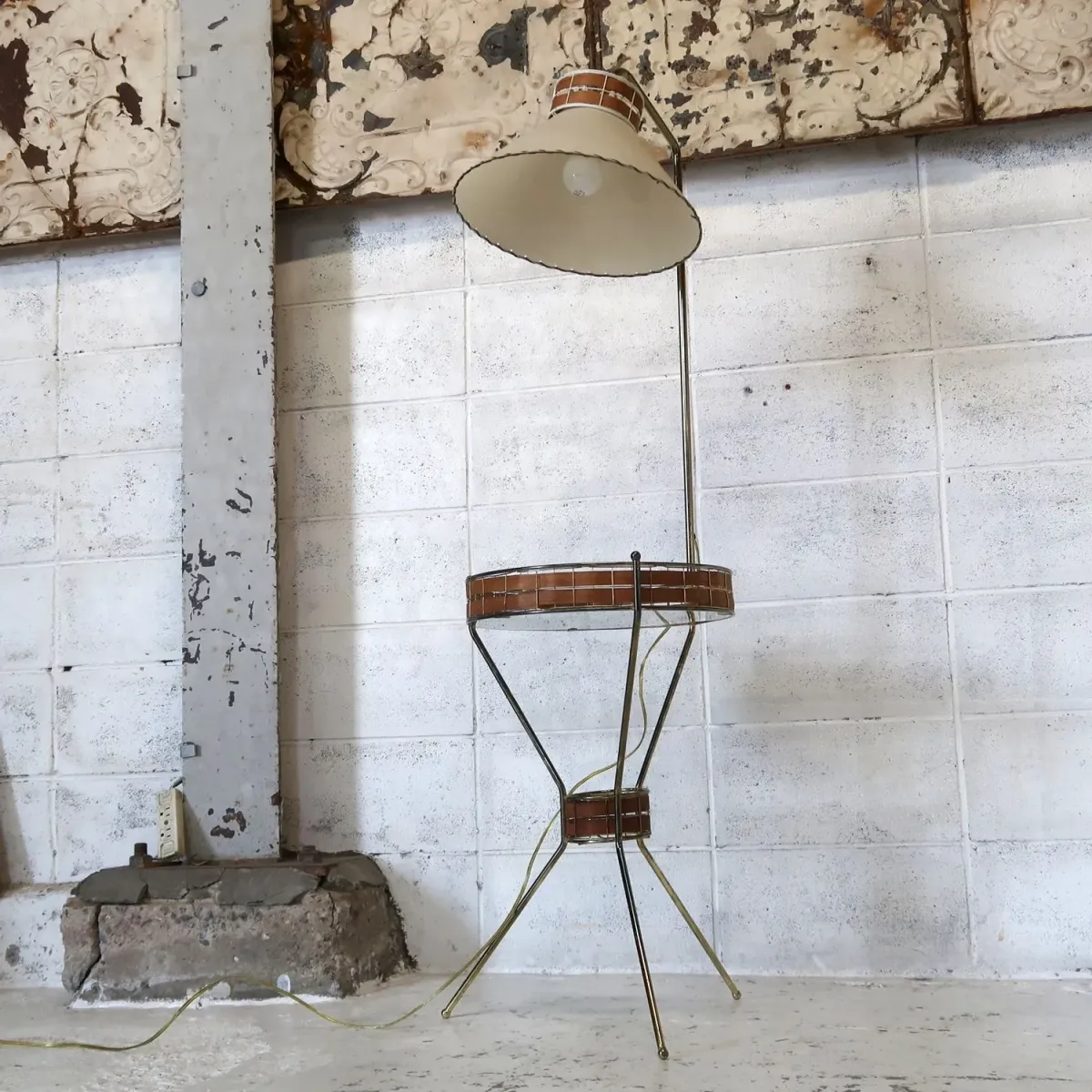 Tony Paul ミッドセンチュリー ガラステーブル フロアランプ