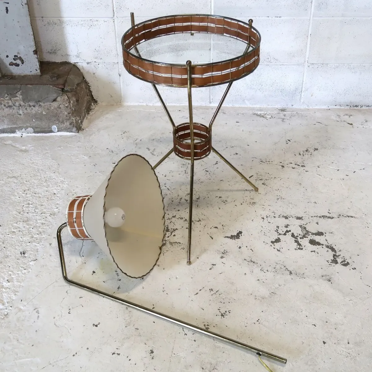 Tony Paul ミッドセンチュリー ガラステーブル フロアランプ