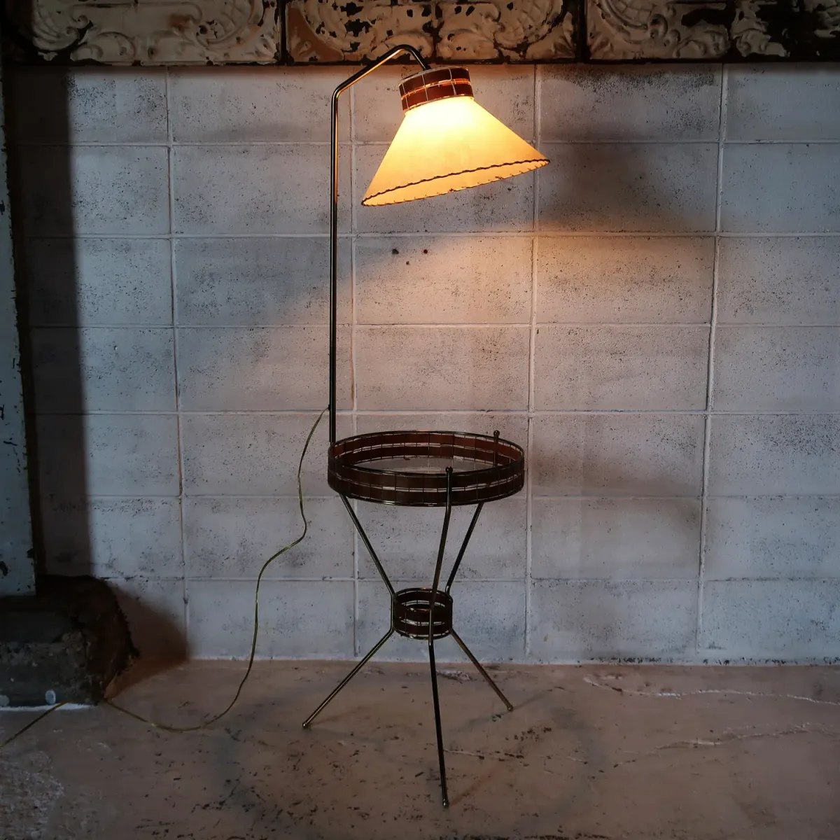 Tony Paul ミッドセンチュリー ガラステーブル フロアランプ