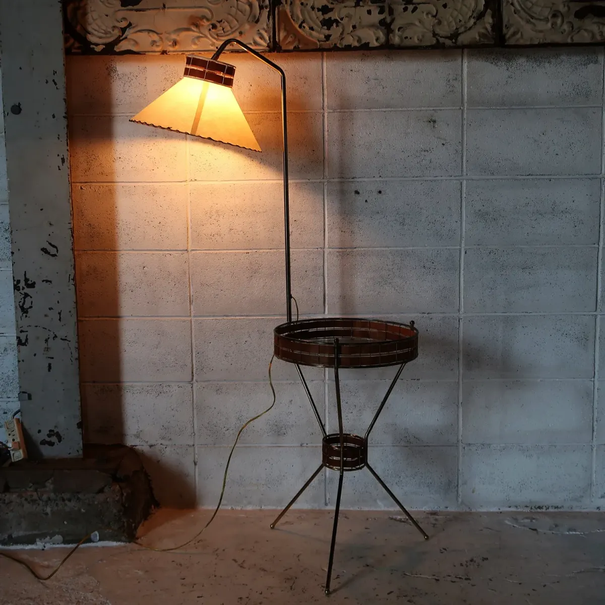 Tony Paul ミッドセンチュリー ガラステーブル フロアランプ