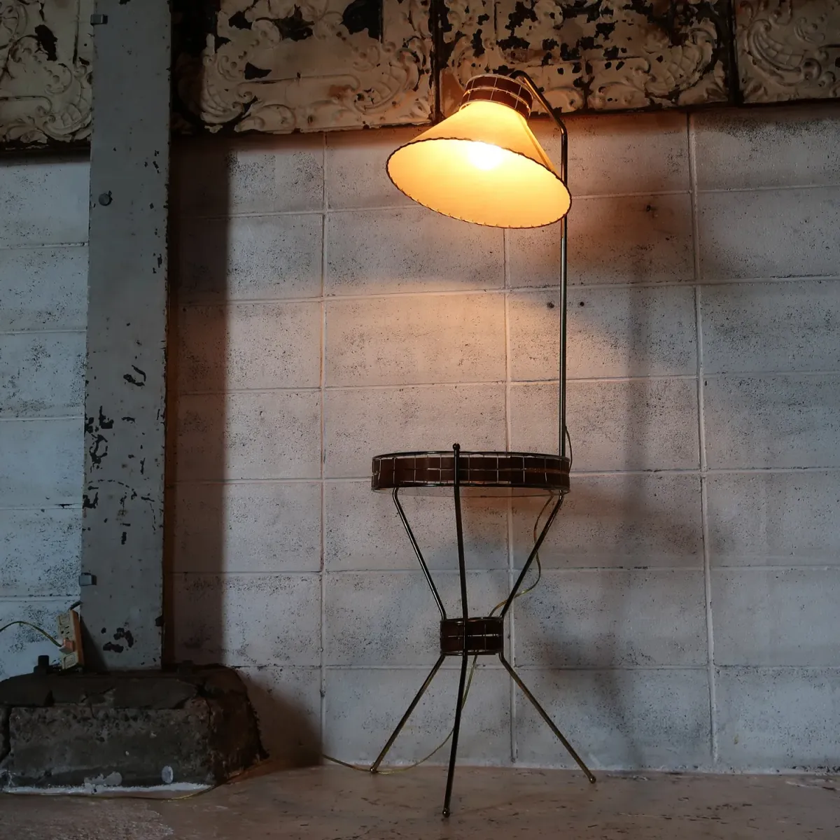 Tony Paul ミッドセンチュリー ガラステーブル フロアランプ