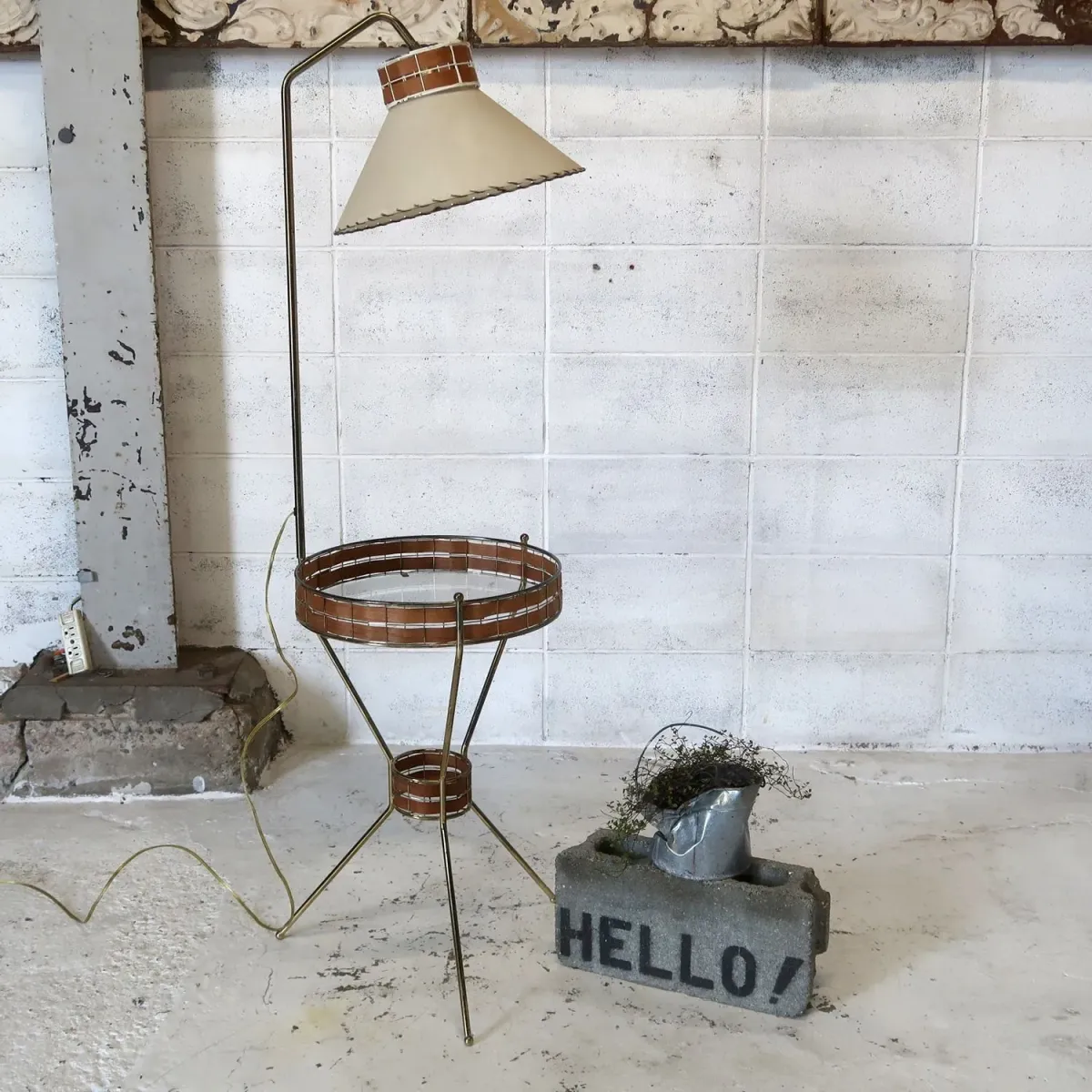 Tony Paul ミッドセンチュリー ガラステーブル フロアランプ