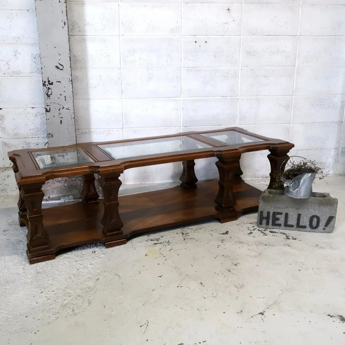 MERSMAN アンティーク コーヒーテーブル ガラストップ