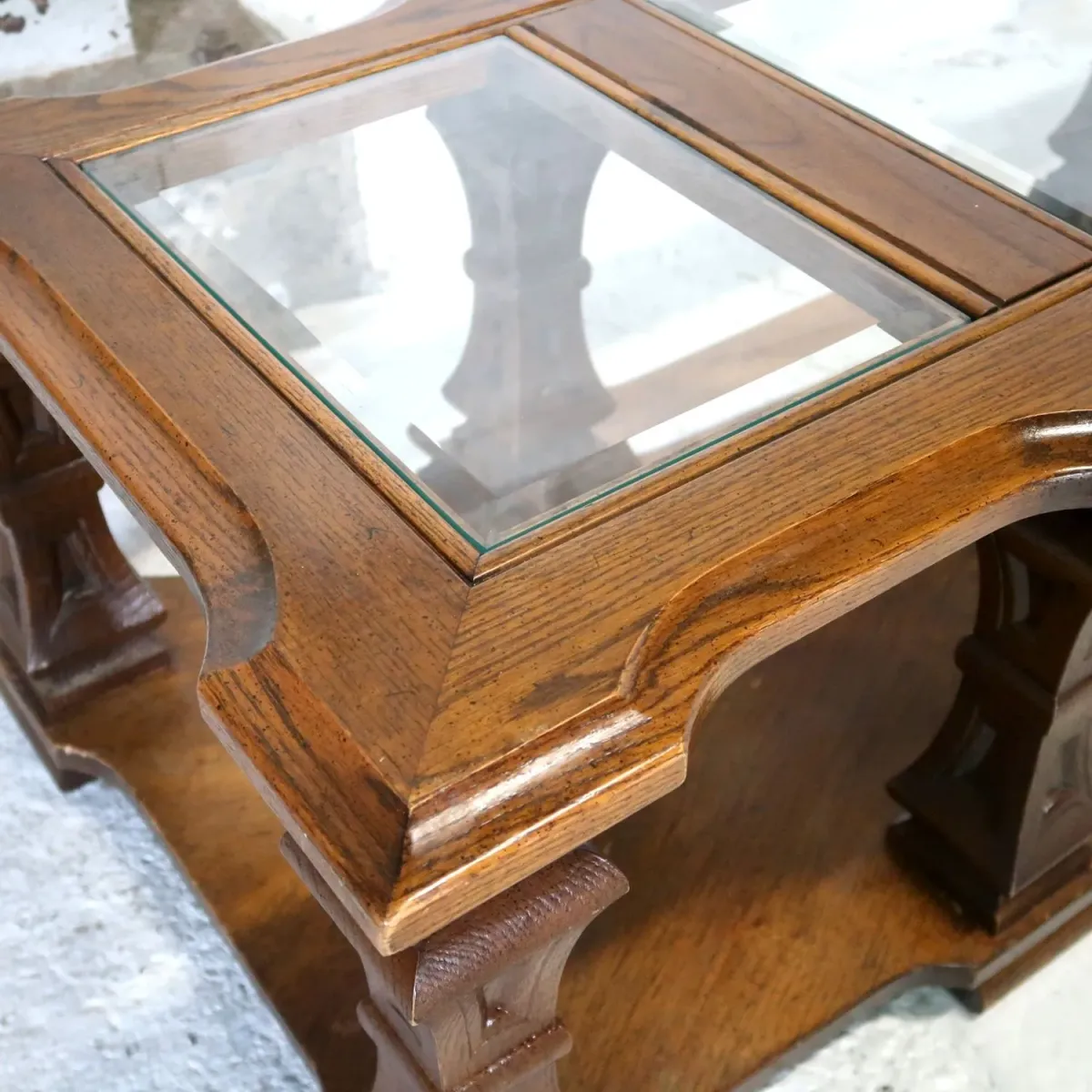 MERSMAN アンティーク コーヒーテーブル ガラストップ
