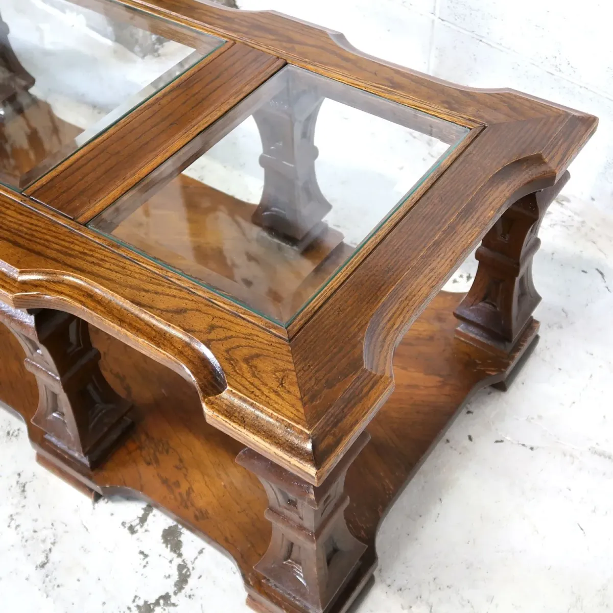 MERSMAN アンティーク コーヒーテーブル ガラストップ