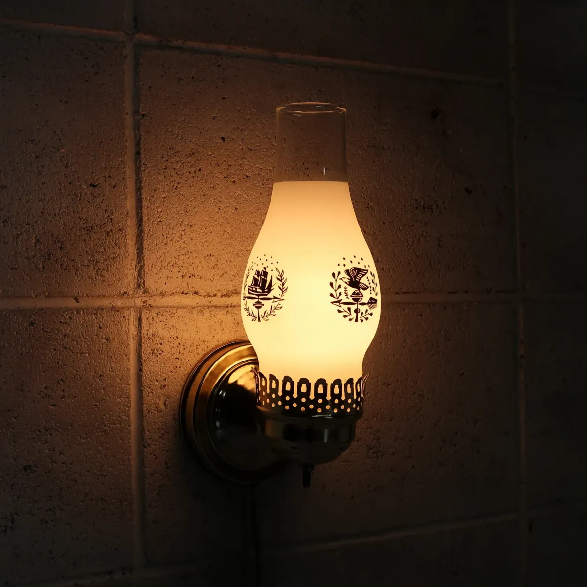 ビンテージ ガラス×メタル ブラケットランプ