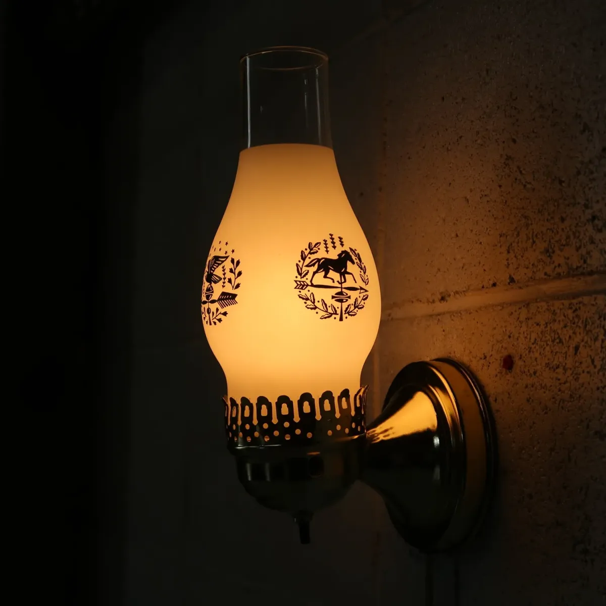 ビンテージ ガラス×メタル ブラケットランプ