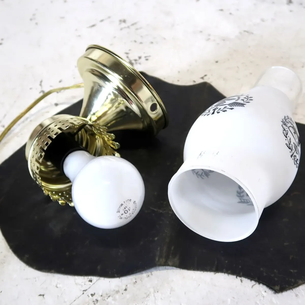 ビンテージ ガラス×メタル ブラケットランプ