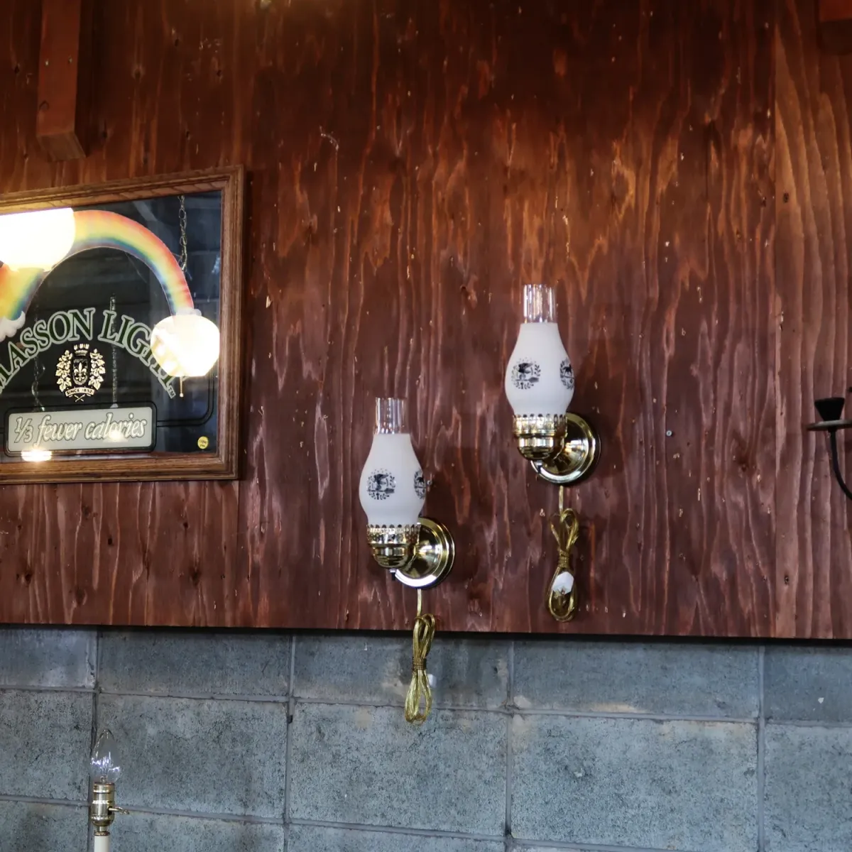 ビンテージ ガラス×メタル ブラケットランプ