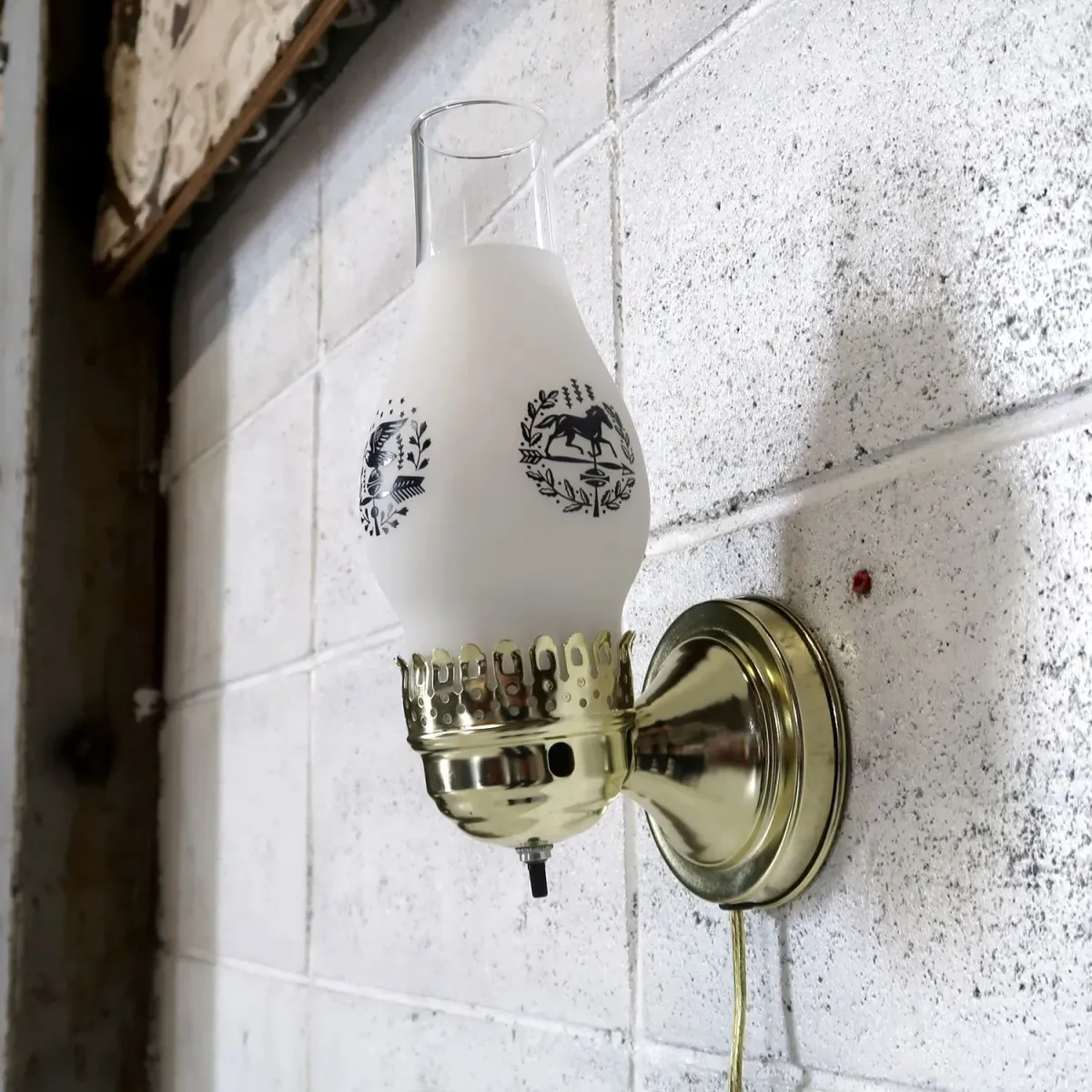 ビンテージ ガラス×メタル ブラケットランプ