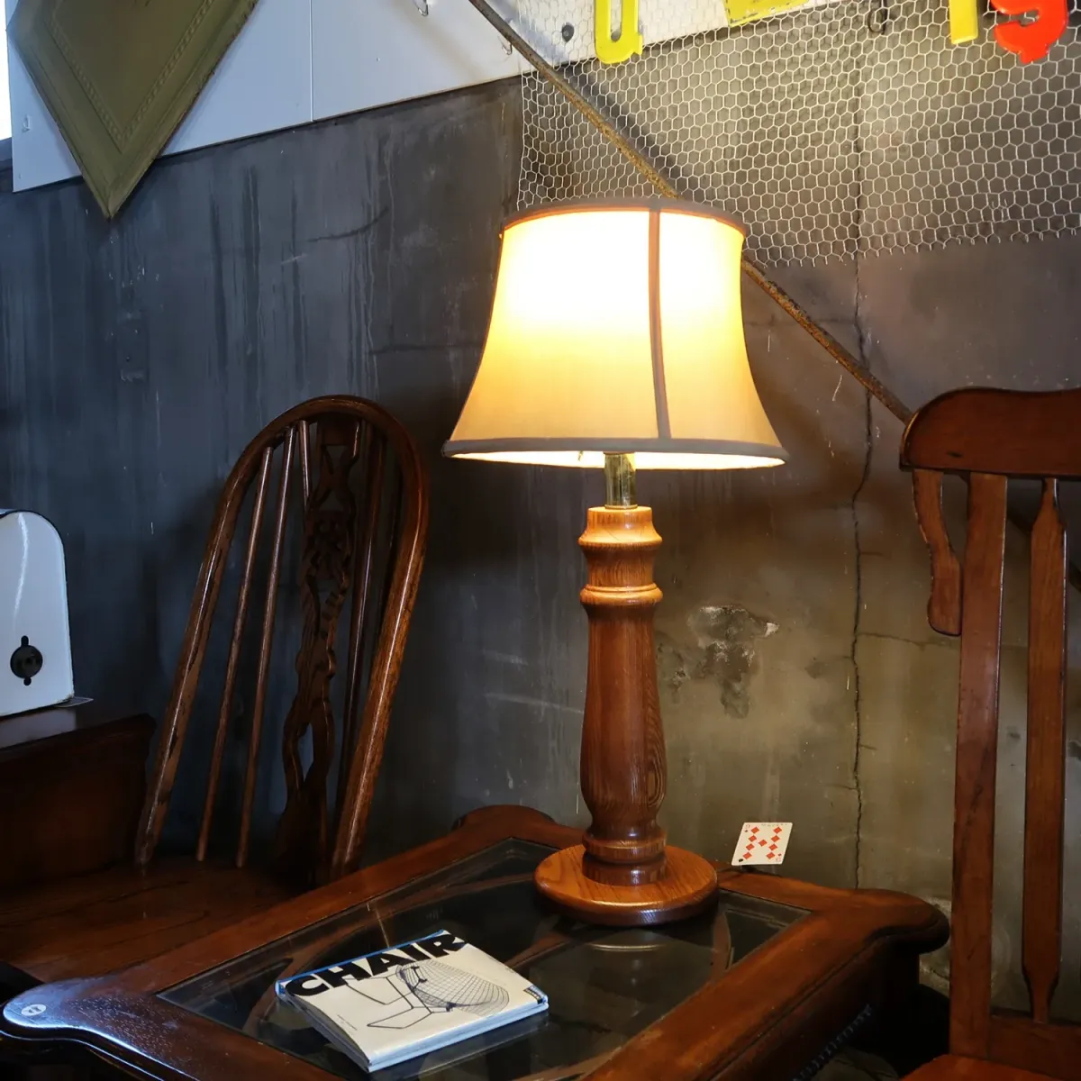 アンティーク ウッドベース テーブルランプ