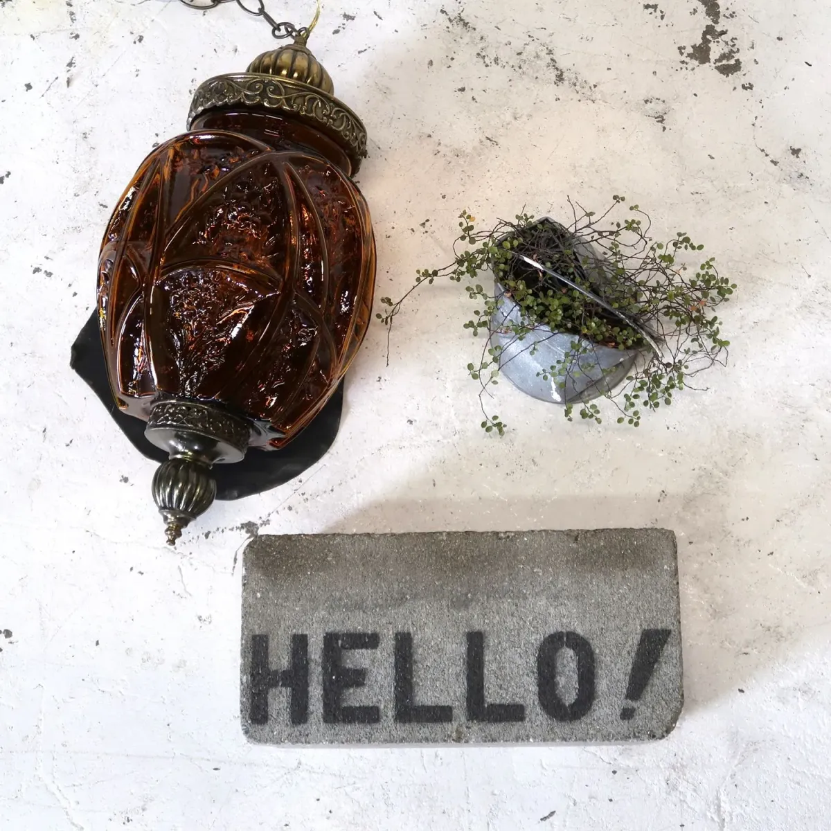 アンティーク アンバーガラス ペンダントランプ