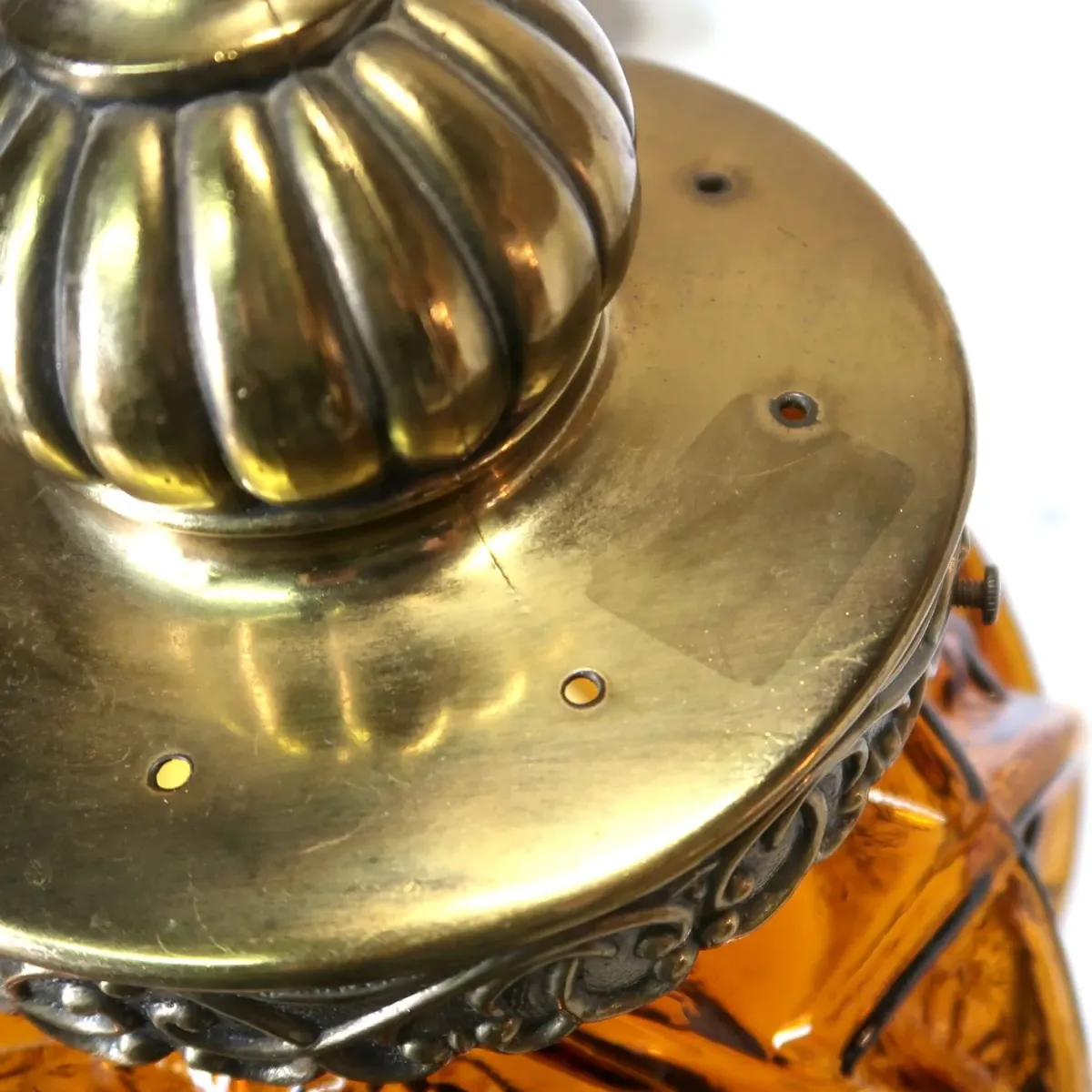 アンティーク アンバーガラス ペンダントランプ