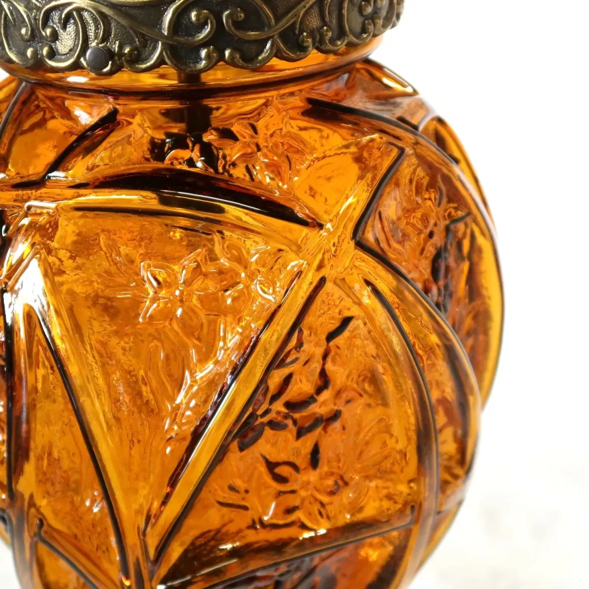 アンティーク アンバーガラス ペンダントランプ