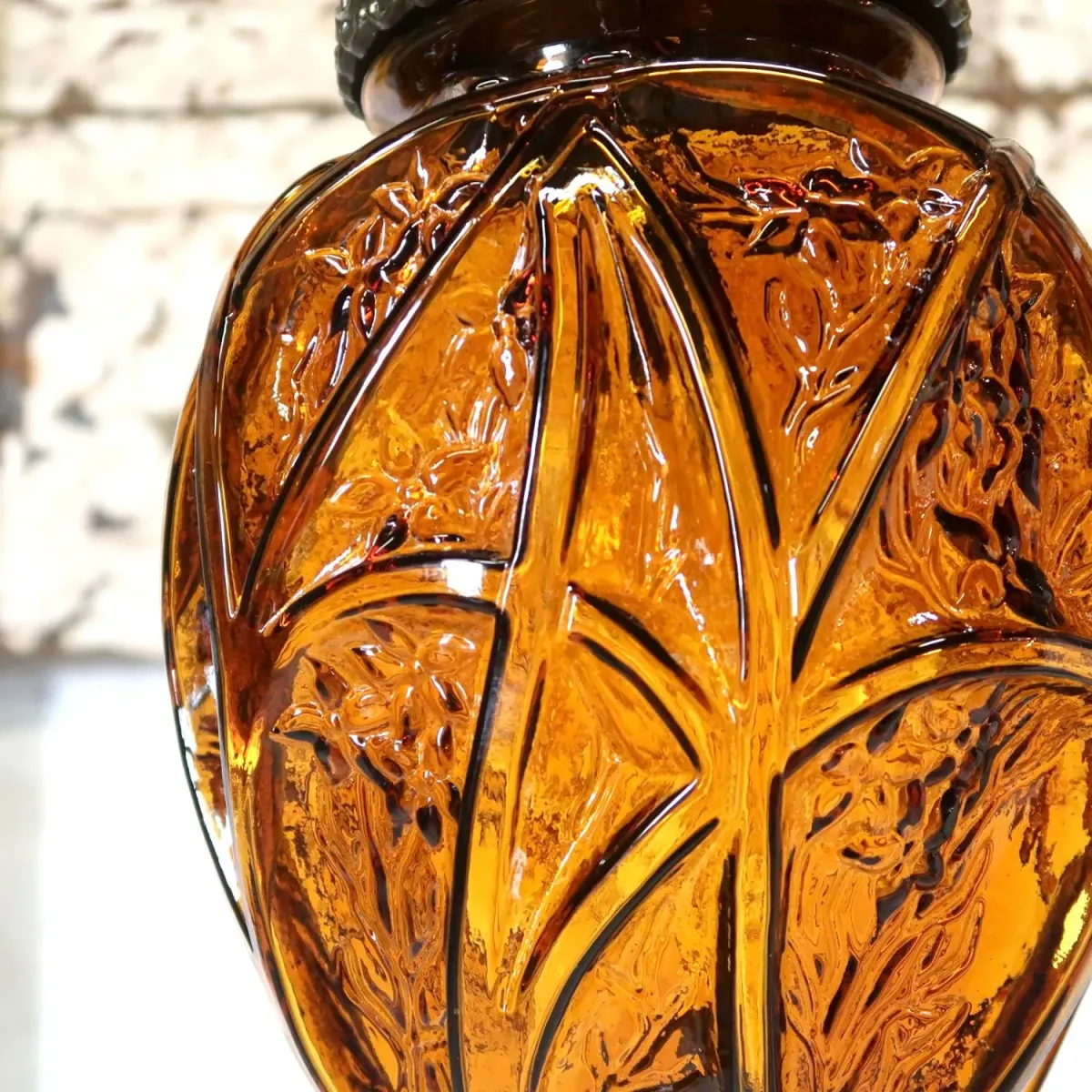 アンティーク アンバーガラス ペンダントランプ