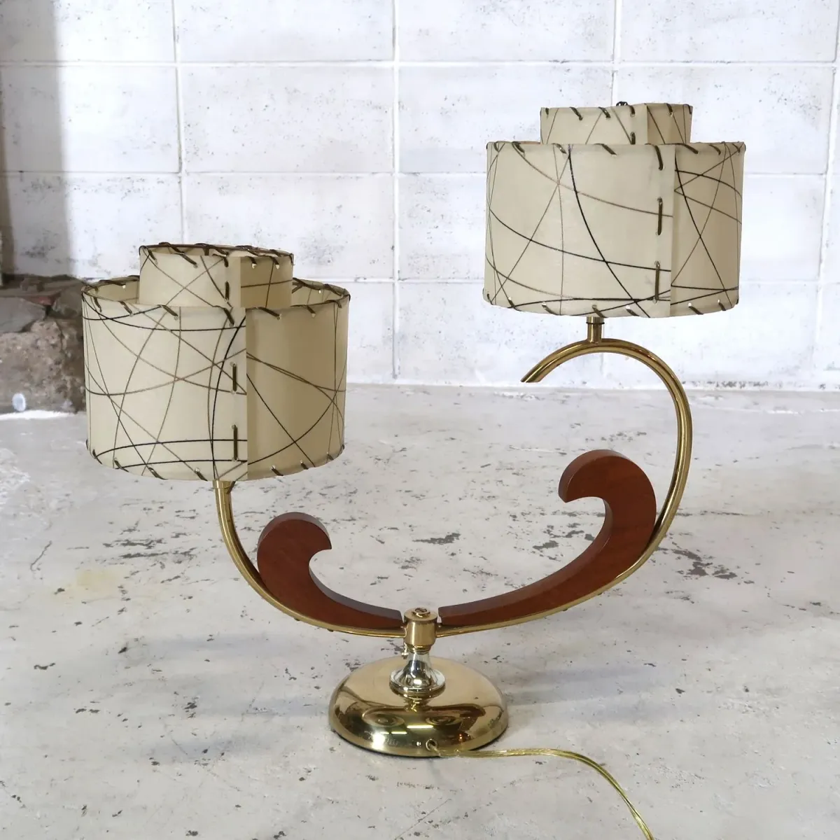 ミッドセンチュリー ファイバーテーブルランプ 2灯