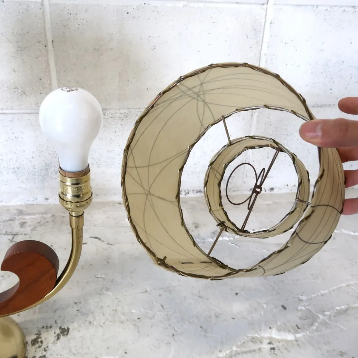 ミッドセンチュリー ファイバーテーブルランプ 2灯