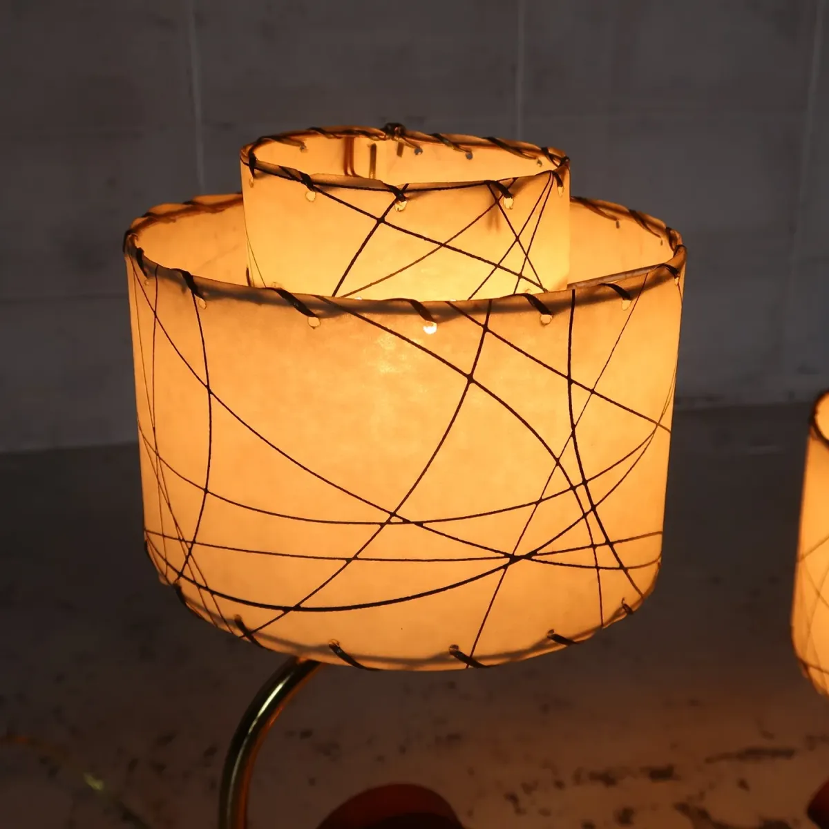 ミッドセンチュリー ファイバーテーブルランプ 2灯