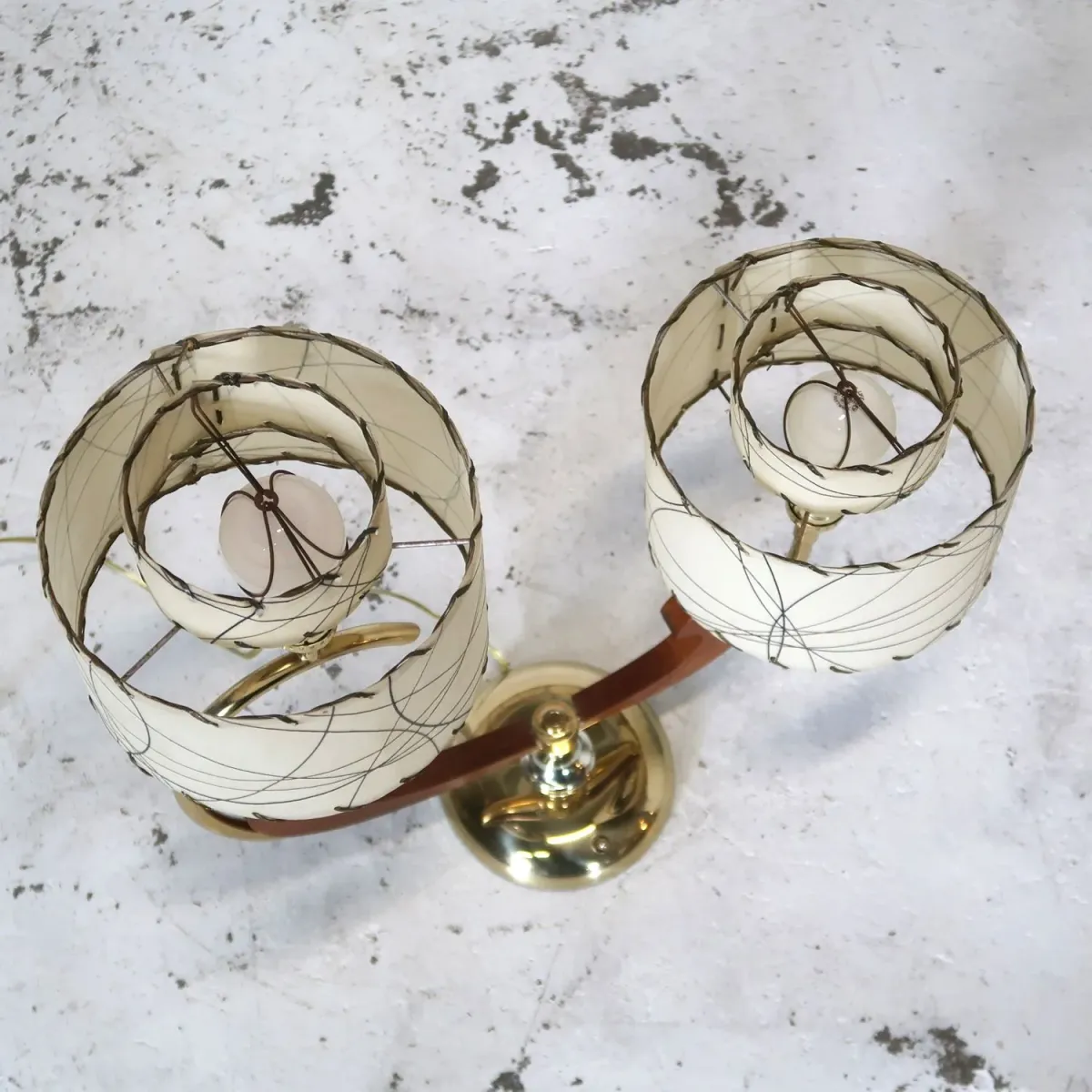 ミッドセンチュリー ファイバーテーブルランプ 2灯