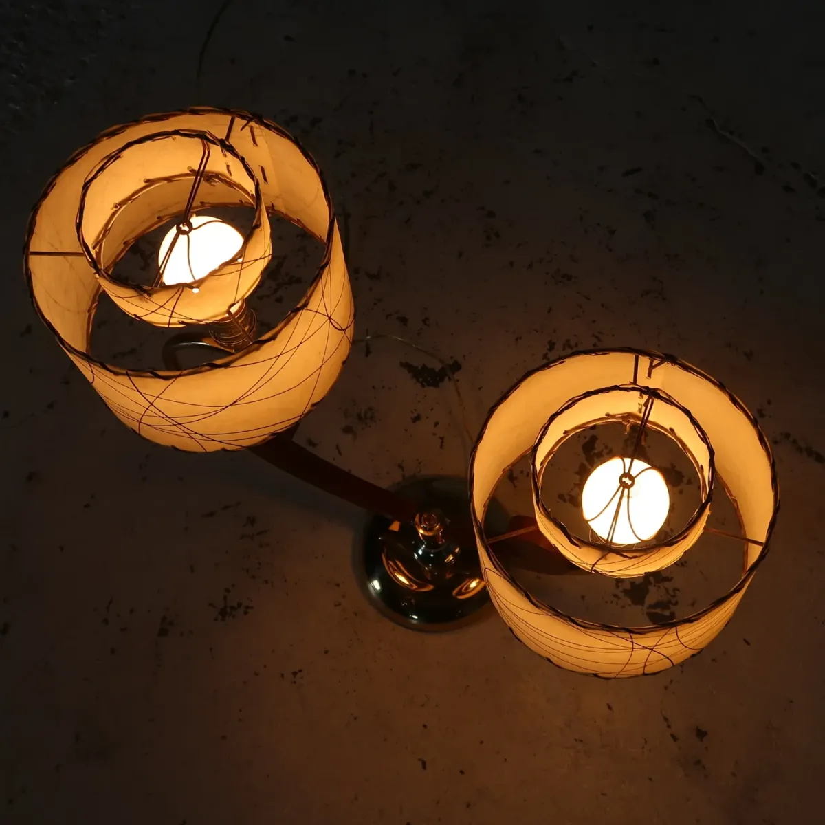 ミッドセンチュリー ファイバーテーブルランプ 2灯