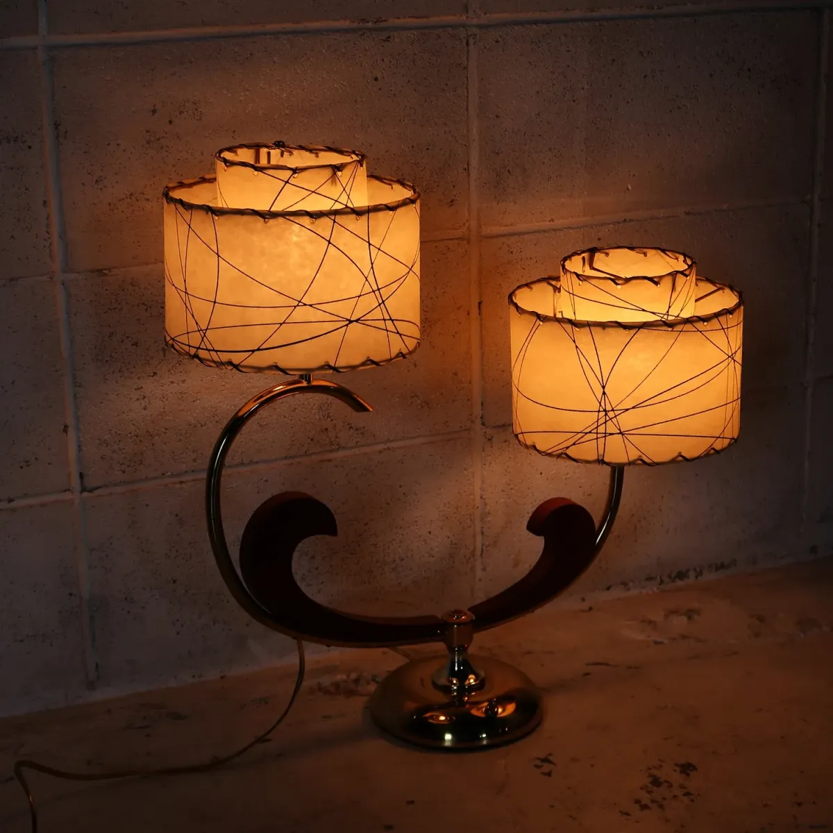 ミッドセンチュリー ファイバーテーブルランプ 2灯