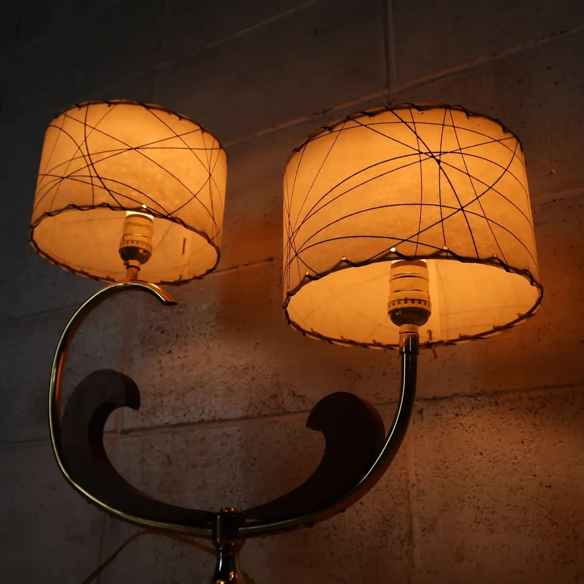 ミッドセンチュリー ファイバーテーブルランプ 2灯