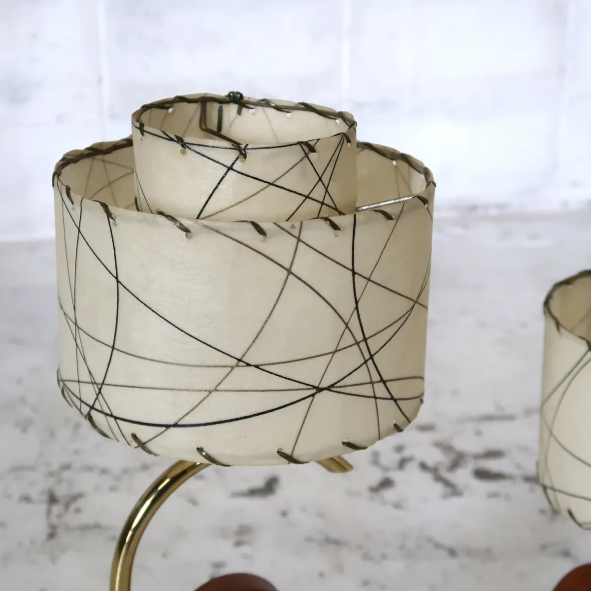 ミッドセンチュリー ファイバーテーブルランプ 2灯