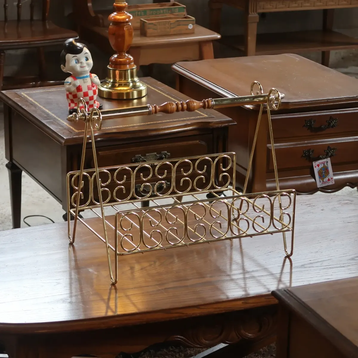 アンティーク ワイヤーメタル マガジンラック