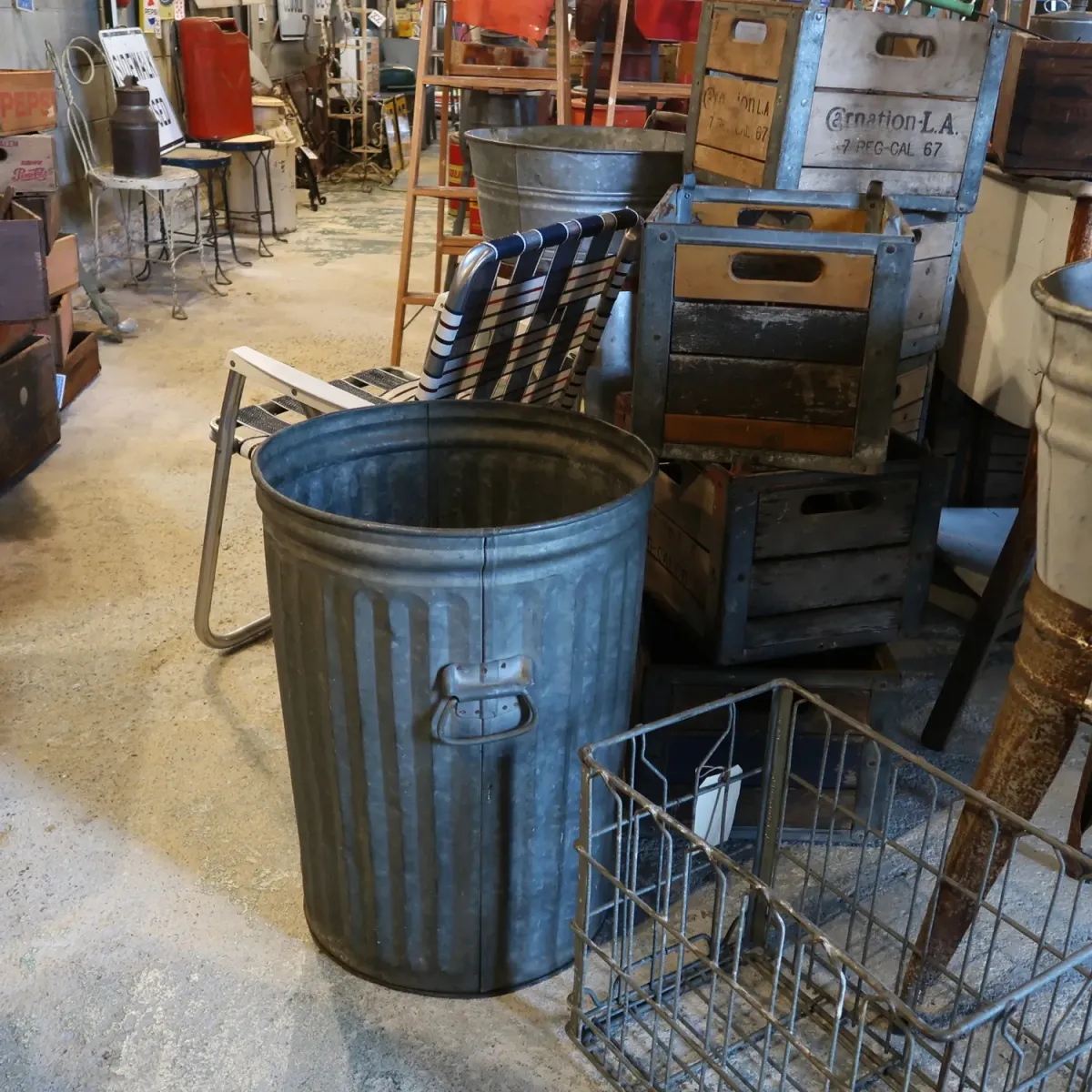 ビンテージ メタル 大型ゴミ箱