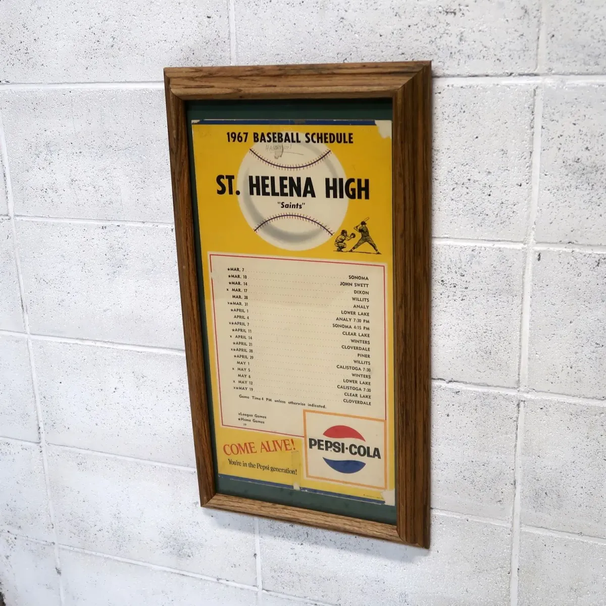 1967 ST. HELENA HIGH ゲームスケジュール 額装 ペプシコーラ