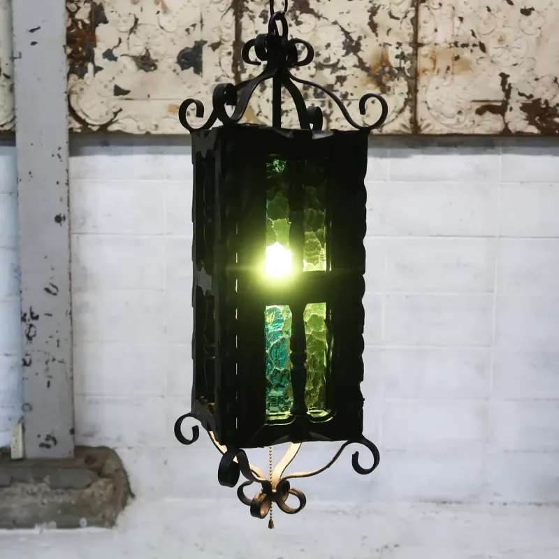 アンティーク アイアン×ウッド ペンダントランプ