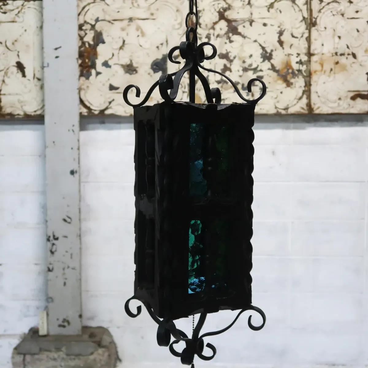 アンティーク アイアン×ウッド ペンダントランプ