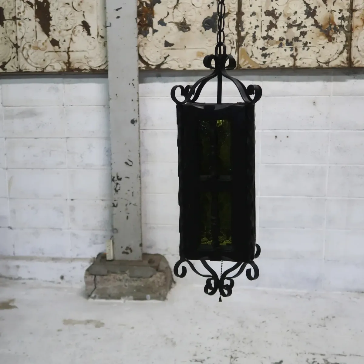 アンティーク アイアン×ウッド ペンダントランプ